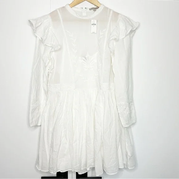Banana Republic Esme Embroidered Mini Dress Medium white cotton Victorian  dainty - laplaya.ma